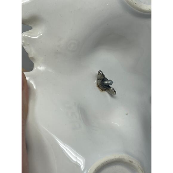 U.S.A Pottery MCM Leaf Shape Relish Serving Dish Wood Handle & Spoons Vintage - Picture 5 of 10